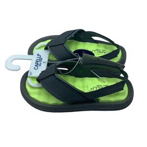 Capelli New York Kids Comfort Sandals Size 6/7 Neon Green Black Flip Flops